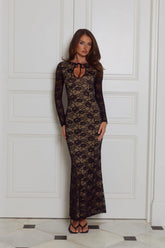 Enchanted Allure Lace Long Sleeve Maxi Dress Black