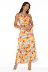 Ticket Anywhere One Shoulder Maxi Dress Orange