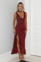 Glow In Twilight Maxi Dress Burgundy
