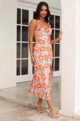 Blooming Now Midi Dress Orange