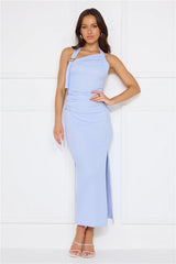 Songs Of The Sea Halter Midi Dress Blue