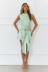 Coastal Romance Satin Mini Dress Green
