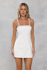 Signature Glow Satin Mini Dress White