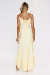 Smiling Sunrays Satin Maxi Dress Yellow