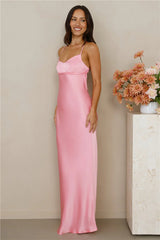 The Samara Satin Maxi Dress Candy