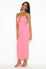 Groove To It Strapless Maxi Dress Pink