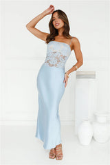 Switch On Satin Maxi Dress Blue