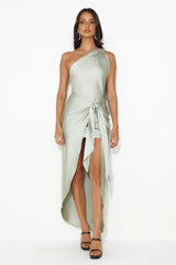 Make Her Move Satin Midi Dress Sage