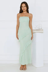 Luxe Minimalist Mesh Maxi Dress Sage