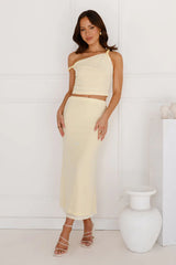 Downtown Dreamscape Off Shoulder Mesh Crop Top Yellow