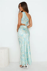 Poker Power Satin Maxi Dress Green