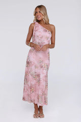 Pretty Whispers One Shoulder Maxi Dress Pink