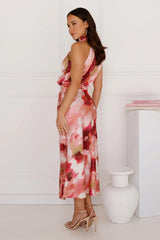 Blossom Trails Satin Maxi Dress Pink
