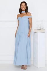 The Style Spotlight Off Shoulder Maxi Dress Blue