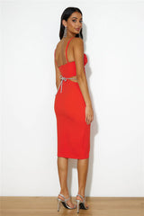 Sipping Cocktails Midi Dress Red