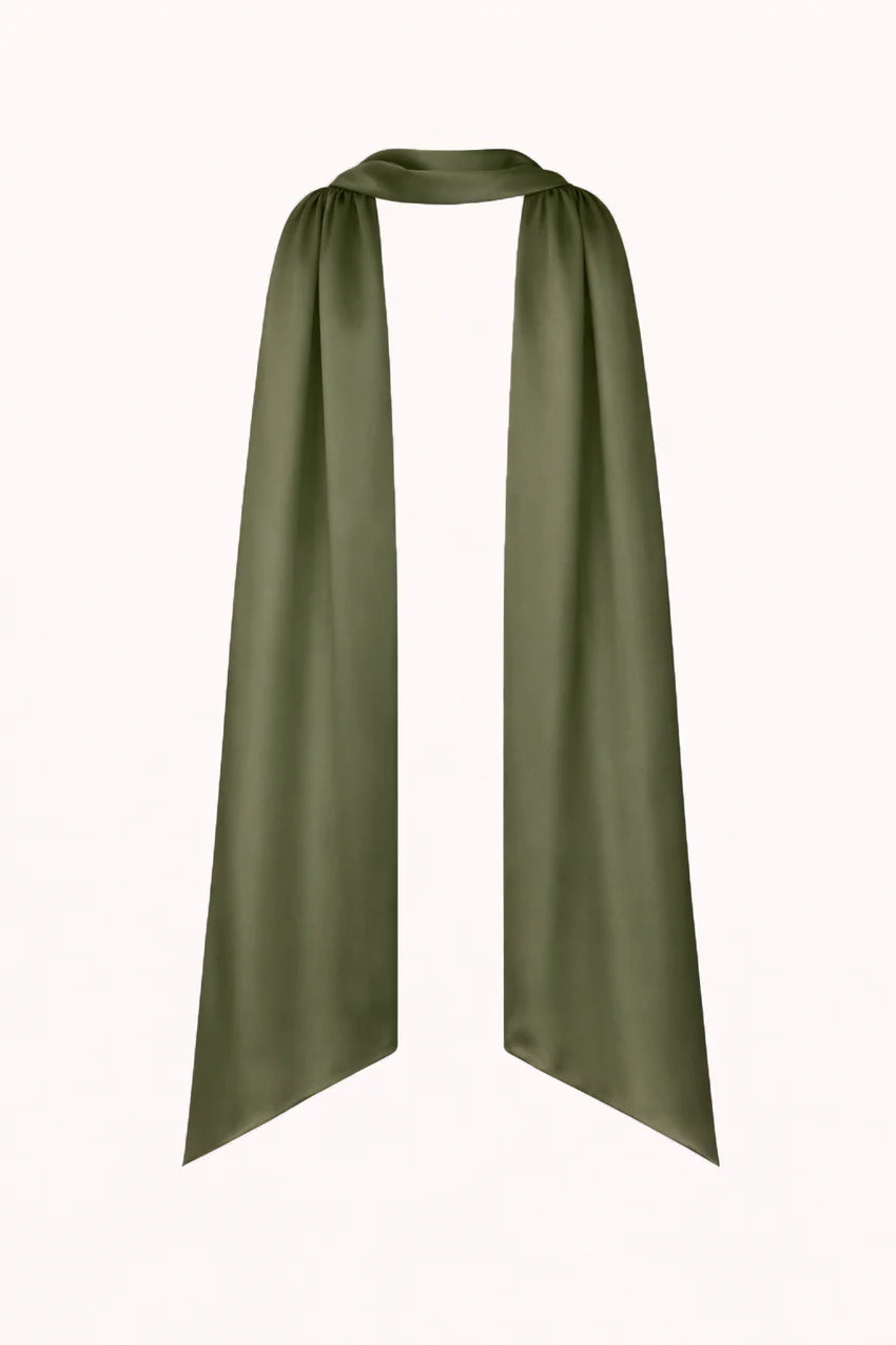 Satin Neck Scarf Olive Green