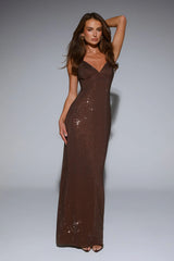 LUXE Diamond Diaries Maxi Dress Chocolate