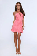Crown On Halter Mini Dress Pink