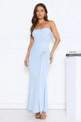 Luxe Rendezvous Strapless Maxi Dress Blue