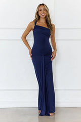 Love This Feeling One Shoulder Maxi Dress Navy