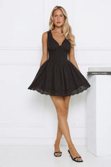 Be Mine Main Embroidered Mini Dress Black