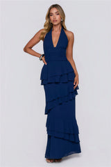 Power Glow Halter Maxi Dress Navy