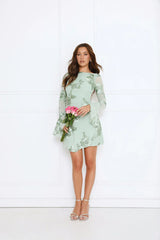 Love Notes Only Long Sleeve Mini Dress Sage