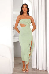 Frilled To Meet You Midi Dress Sage