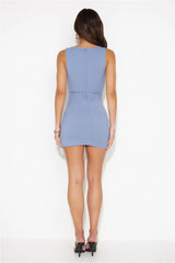 Feel The Mood Ribbed Mini Dress Blue