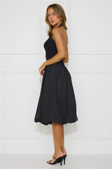 Rising Stars Halter Bubble Midi Dress Black