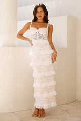 Luxe Mystique Lace Maxi Dress White
