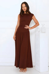 Sophisticated Simplicity Maxi Dress Brown