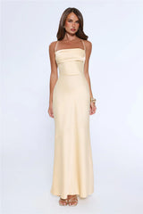 Evening Energy Satin Maxi Dress Yellow