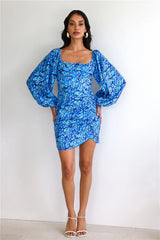 Springtime Bloom Mini Dress Blue
