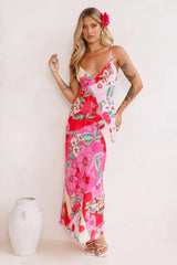 Fruit Picking Linen Blend Maxi Dress Pink