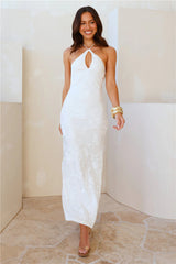 Admired From All Angles Halter Maxi Dress White