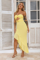 Supermodel Moment Strapless Midi Dress Yellow