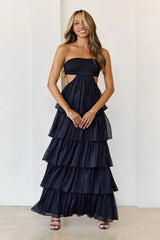 Luxe Mode Strapless Maxi Dress  Black