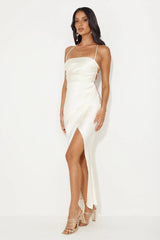 Best Friends Wedding Satin Midi Dress Champagne