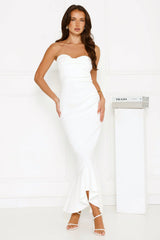 Luxe Reverie Strapless Maxi Dress White