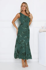Tender Muse One Shoulder Maxi Dress Teal