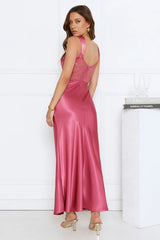 Wink Your Way Satin Maxi Dress Rose