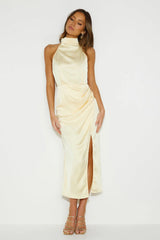 My Challenge Satin Midi Dress Yellow