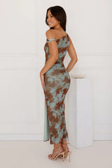 Stylish Society Off Shoulder Maxi Dress Green