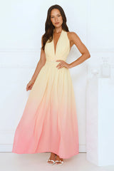 Angel Bloom Halter Maxi Dress Yellow