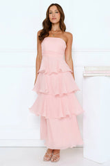 Wedding Adventure Strapless Maxi Dress Pink