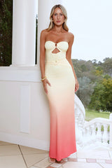 Poetic Glow Strapless Maxi Dress Sunset