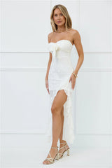 Pretty Moods Only Strapless Maxi Dress White