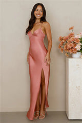 The Sophia Satin Maxi Dress Rose