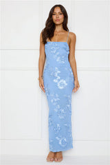 Amber Zest Mesh Maxi Dress Blue